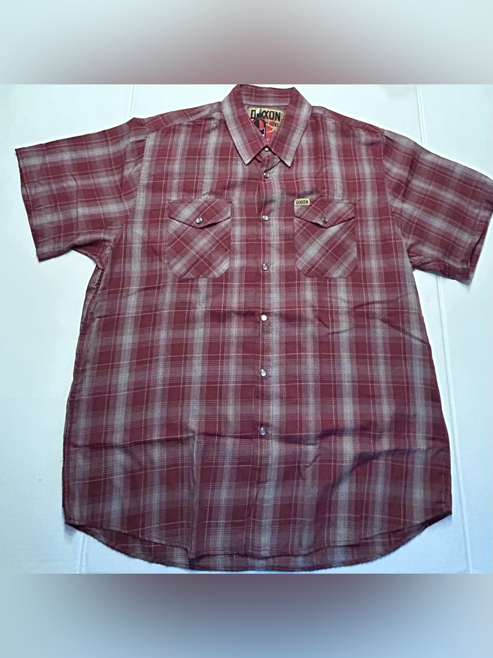 Dixxon Flannel Magnum Shirt Mens XL Red Plaid Bamboo Pearl Snap Short Sleeve